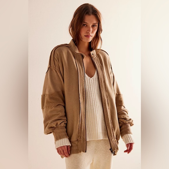 NEW Free People Lou Moto Zip Jacket In Greige - Picture 10 of 11